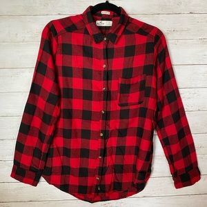 Hollister men’s shirt.  Black and red buffalo plaid.  Size small